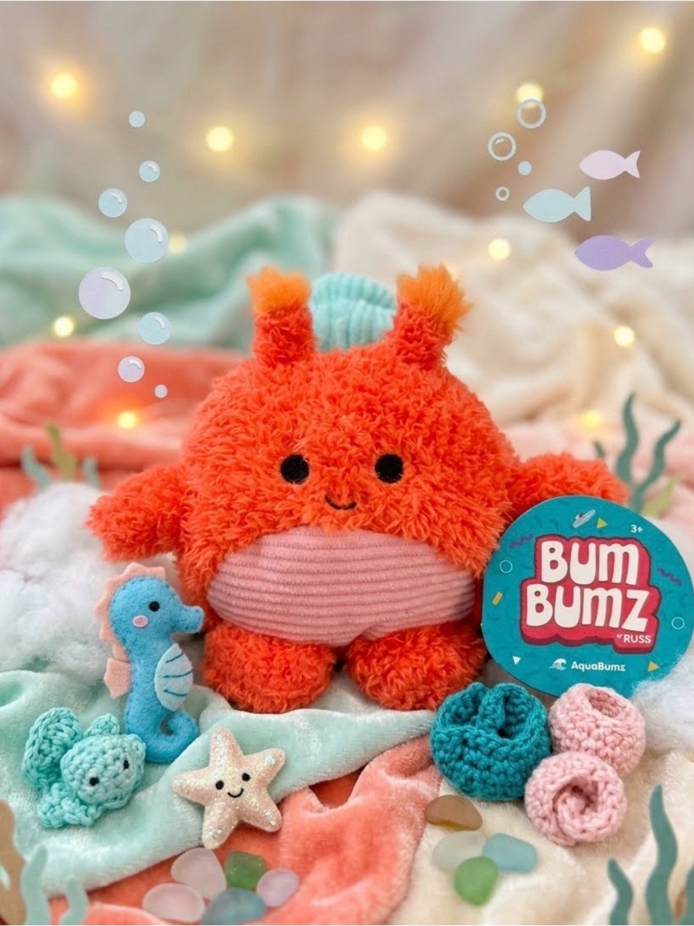 🦀 Sooo cute!! ❤️ Chandler the Hermit Crab 4.5 Aqua BumBumz Brand New!
